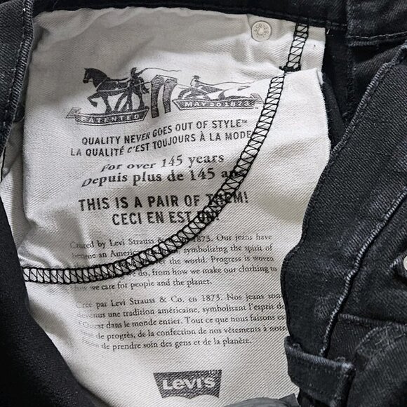 Levi's Jeans Men 30x32/31 Black 511 Slim Fit Tapered Stretch Pockets Zip Western - Picture 13 of 16